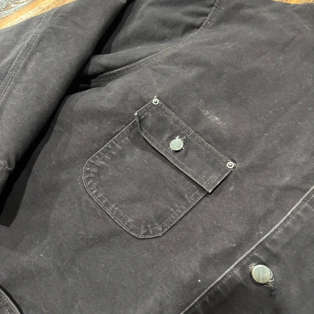 VTG Carhartt Mens 3XL Dark Brown Blanket Duck Canvas Chore Coat Jacket Detroit